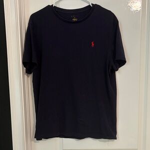 Polo by Ralph Lauren Men's Dark Blue Tee with Red Logo